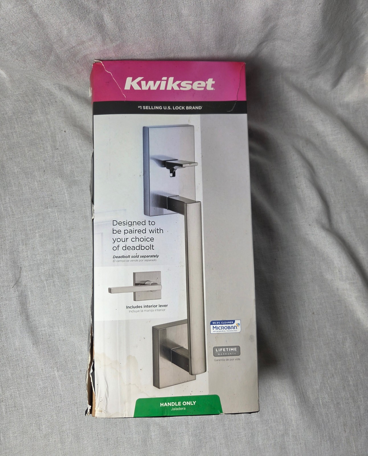 Kwikset San Clemente Satin Nickel Door Handleset & Halifax Square Door Handle