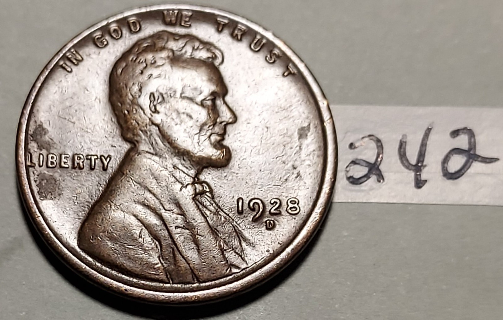 1928-D Lincoln Wheat Cent  VERY FINE    #242