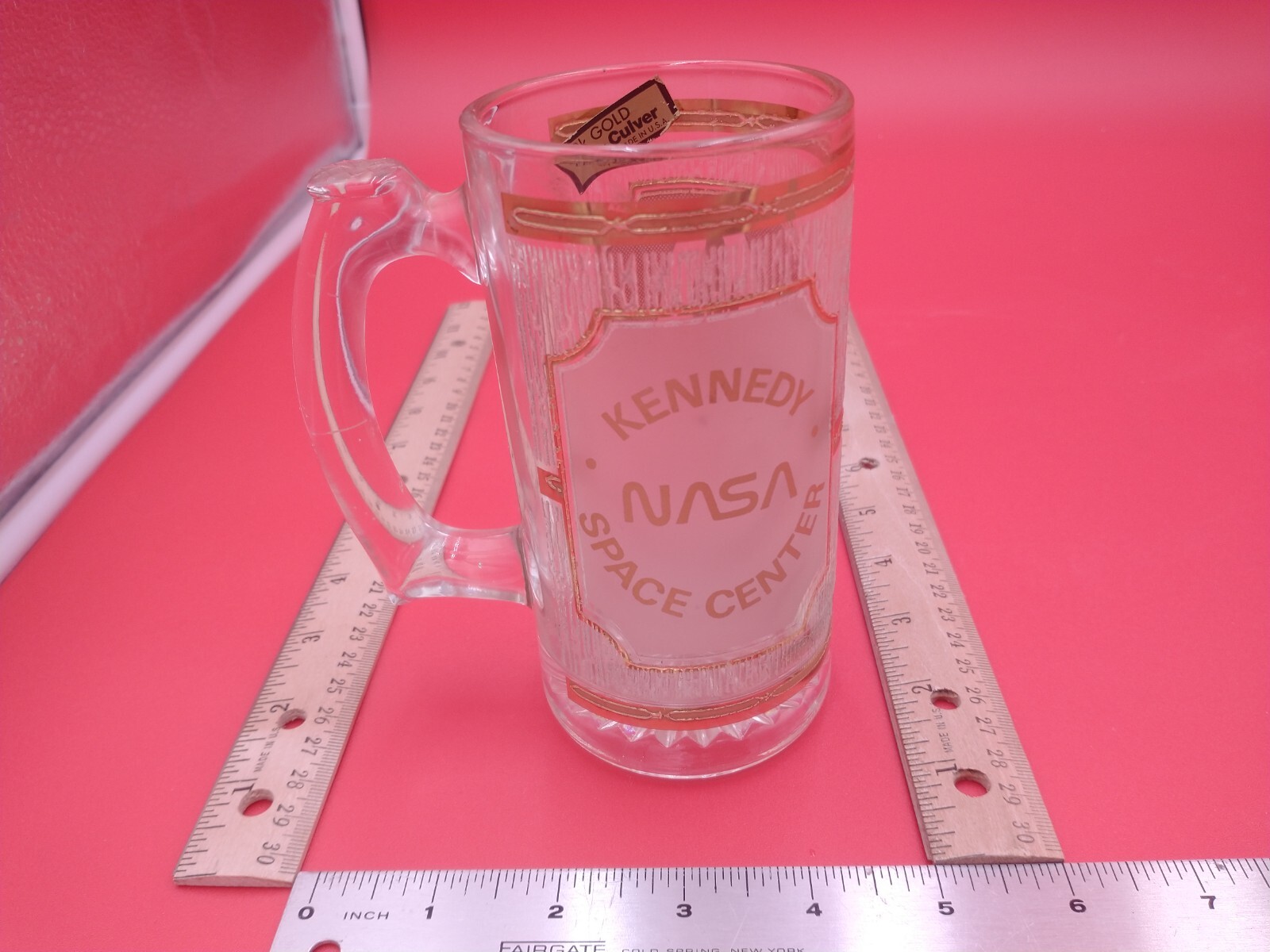 Vintage NASA Kennedy Space Center Shuttle Launch By: Culver Glass 22k Gold #1170