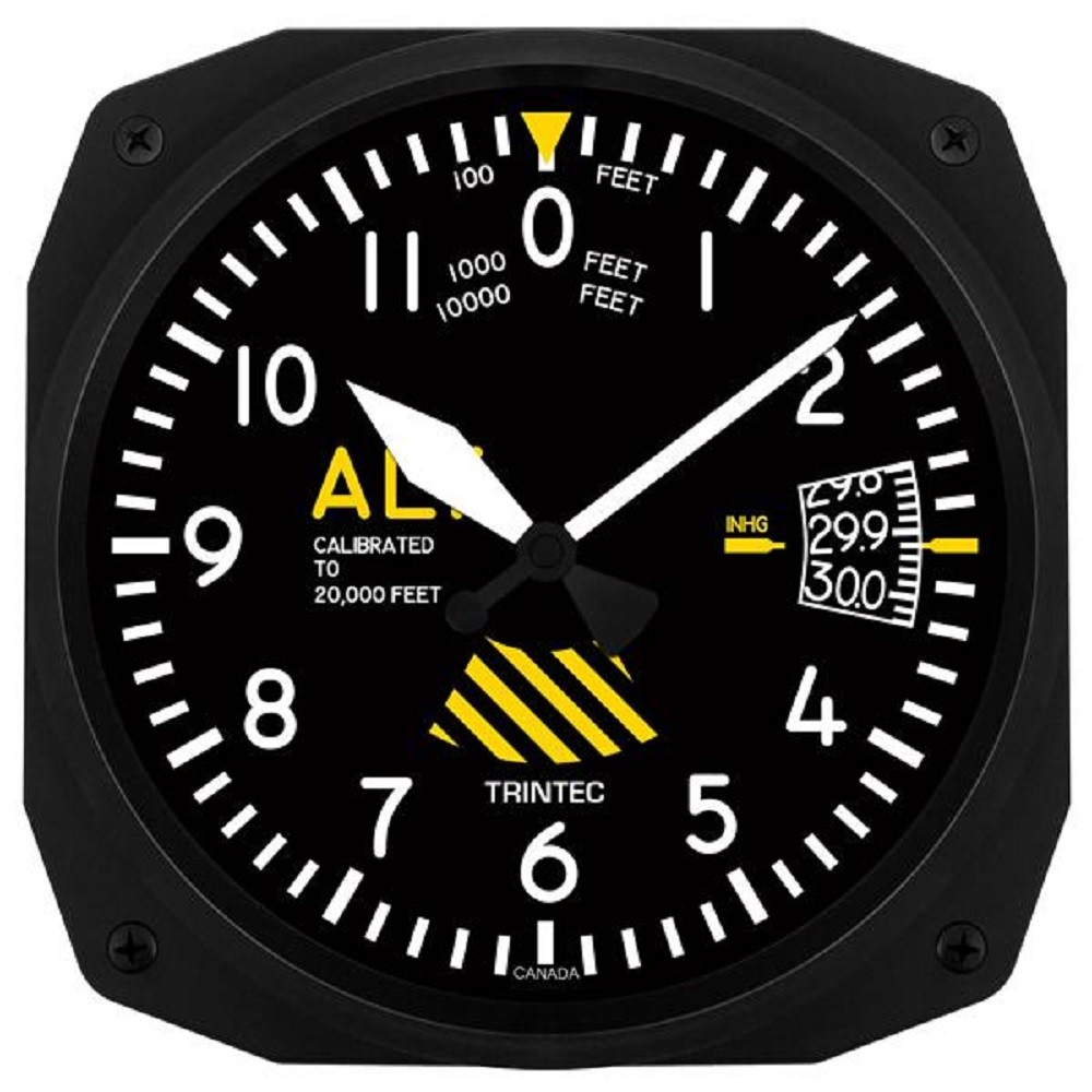 New Trintec 30 th Anniversary Altimeter Aviation  Instrument 10" Clock 3060-10SE