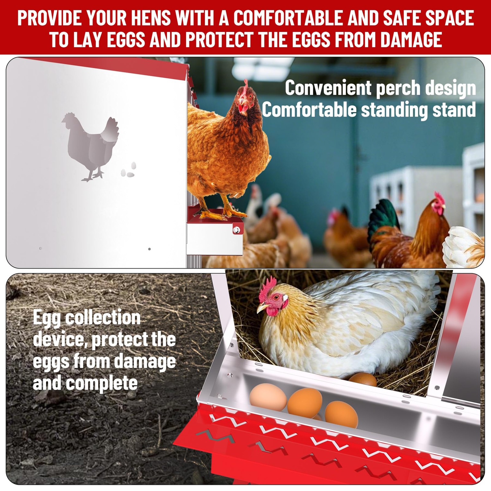 2 Tier Chicken Nesting Box 8 Compartment Chicken Egg Laying Box Egg Collection