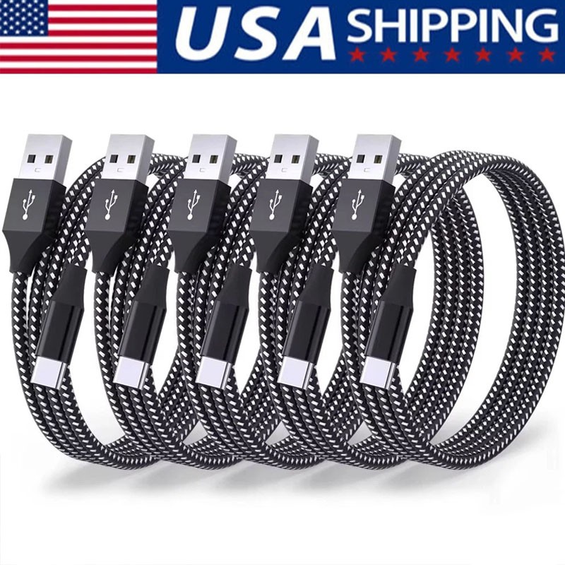 1-Pack Braided USB-A To Type-C Fast Charging Data SYNC Charger Cable Cord 3/6/FT