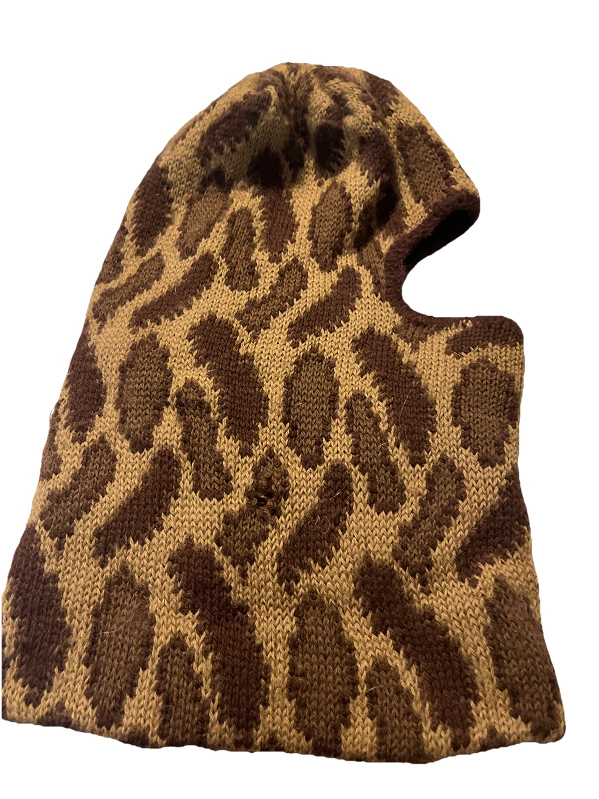 Vintage Cabela’s 100% Wool Knit Camo Hunting Mask Men’s Made in USA Brown