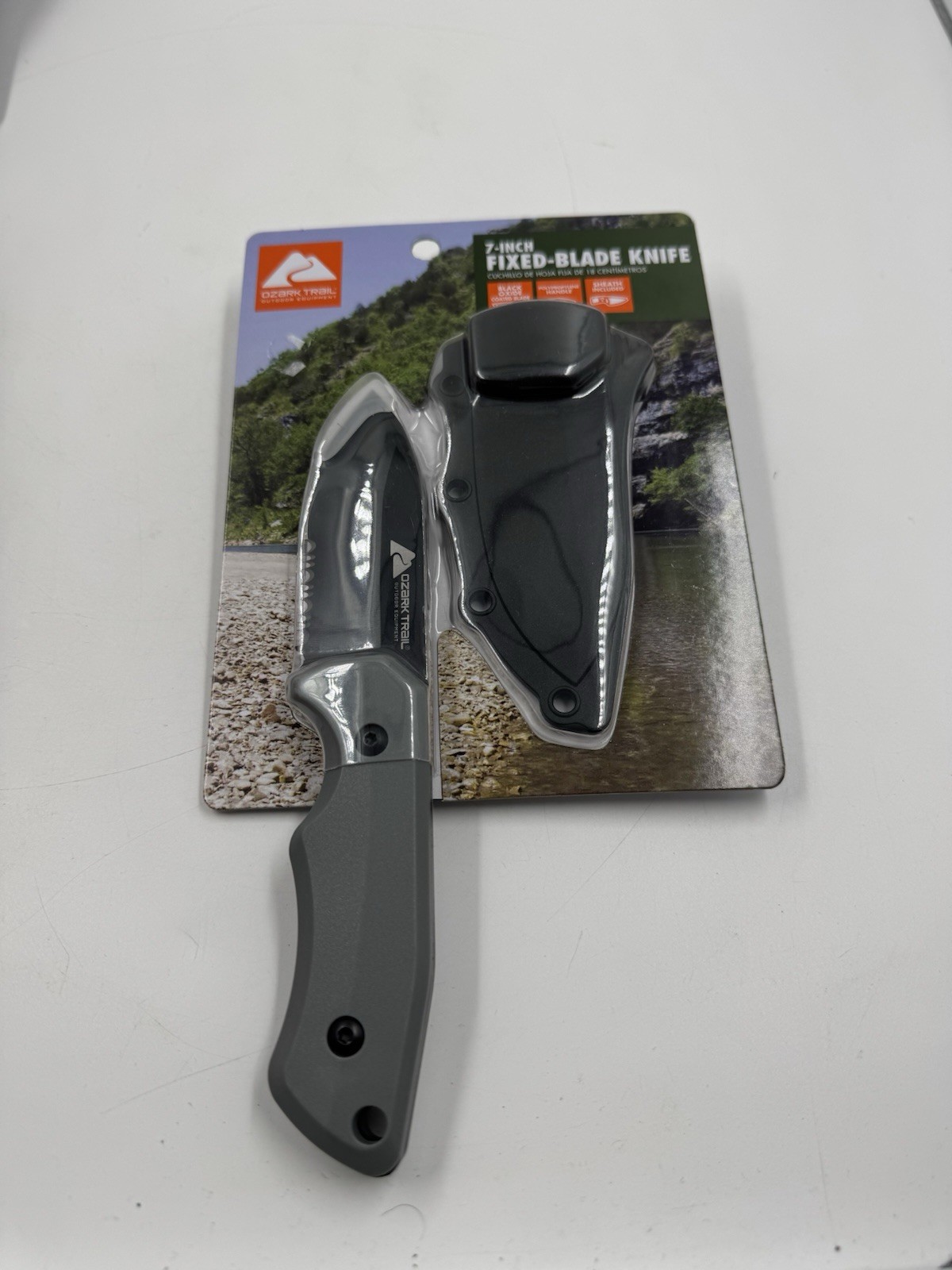 (5) Ozark Trail 7” Fixed Blade Knife w/ Black Polypropylene Handle & Sheath