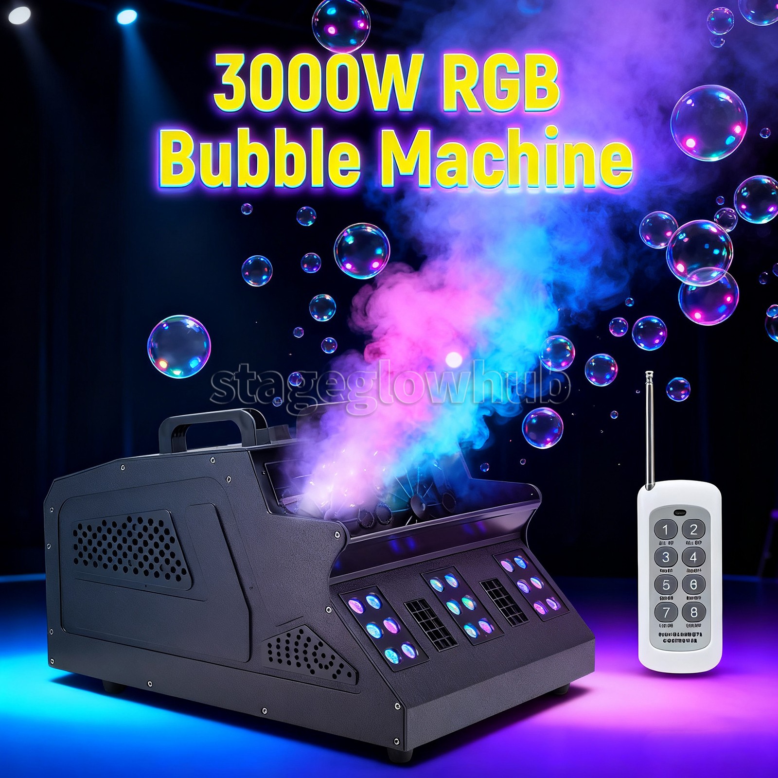 PAIDUN 3000W LED Bubble Maker Fog Smoke Effect Machine Wedding Birthday Event