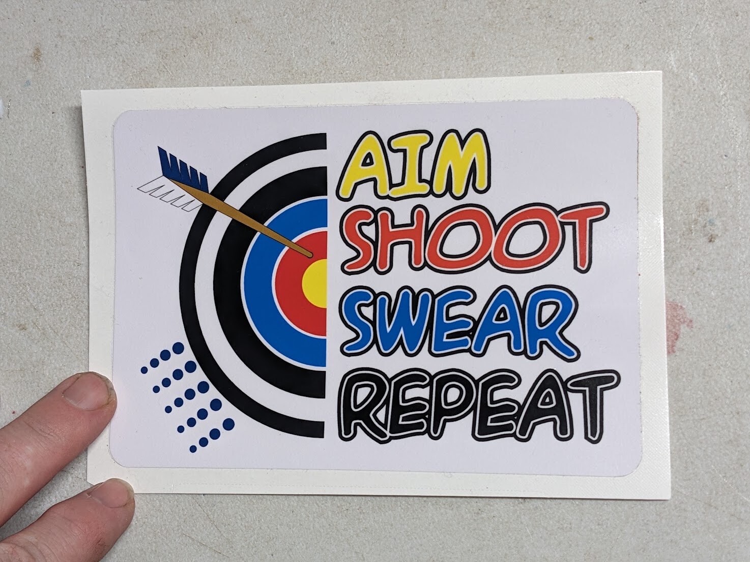 Aim, Shoot, Swear, Repeat archery decal