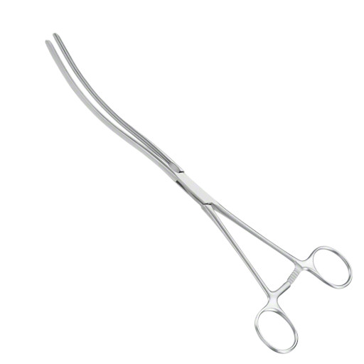 Kocher Intestinal Forceps, 10.5", Dbl Curved, Longitudinal Srtd. Jaws, 5" Long