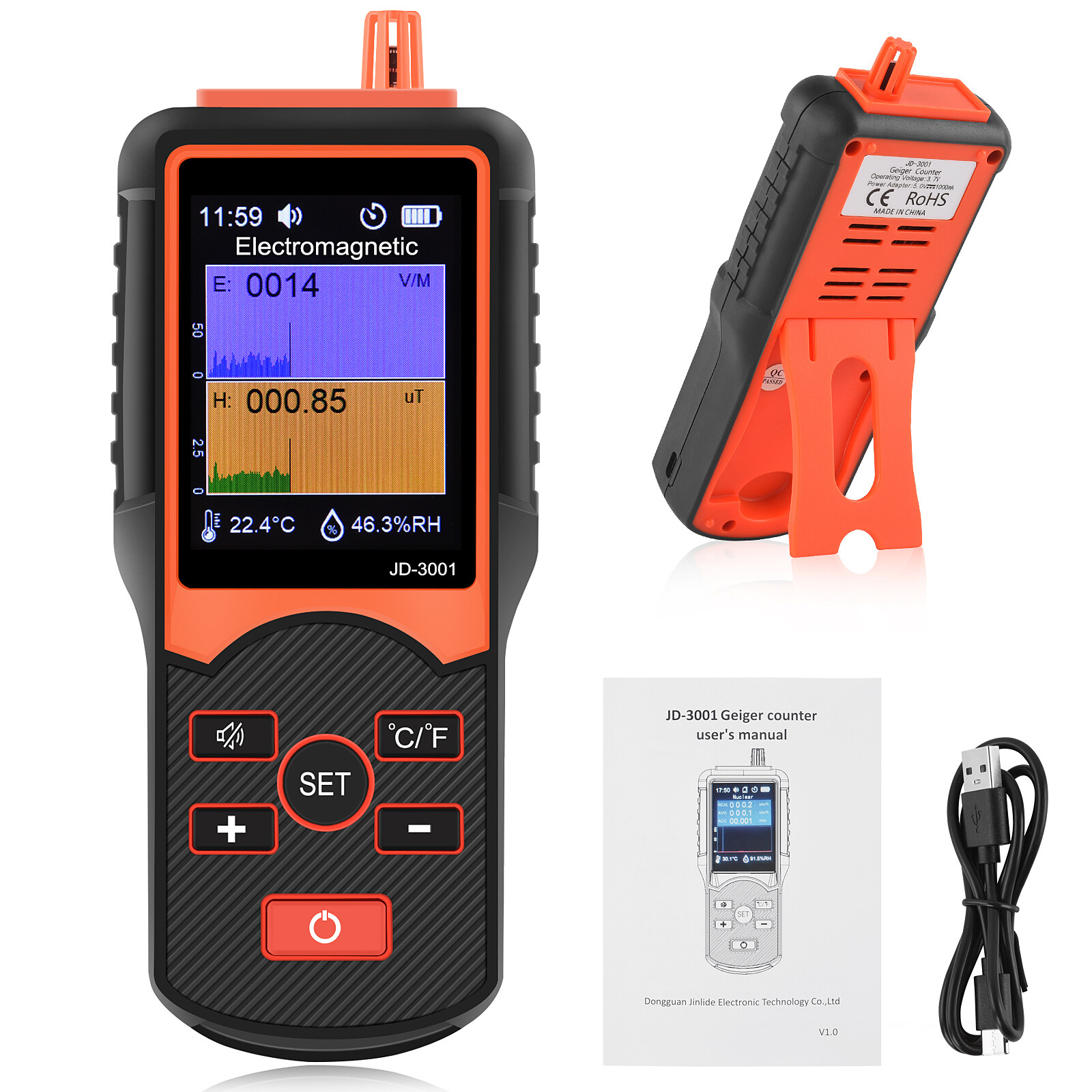 Radiation Detector Dosimeter LCD Portable Geiger Counter Nuclear GM Sensor