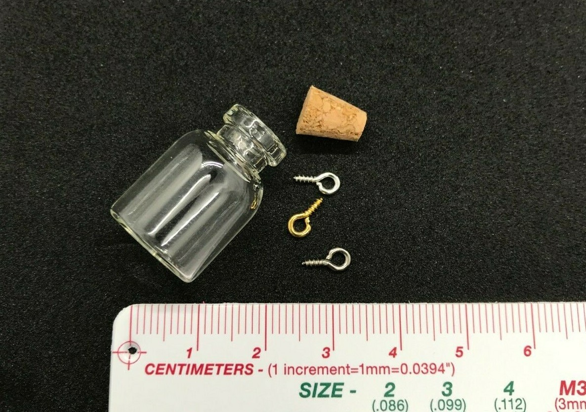 Mini Potion Glass Bottle With Cork Stopper for Jewelry Crafts 5pcs #130 1.5 Tube