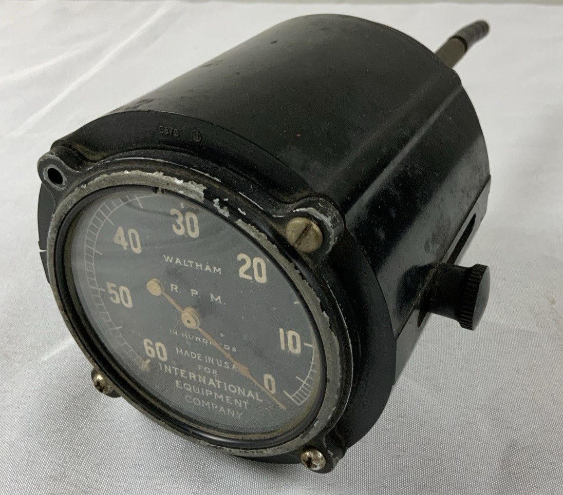 Waltham USN Aviation Tachometer RPM International Company Gauge WWII Complete