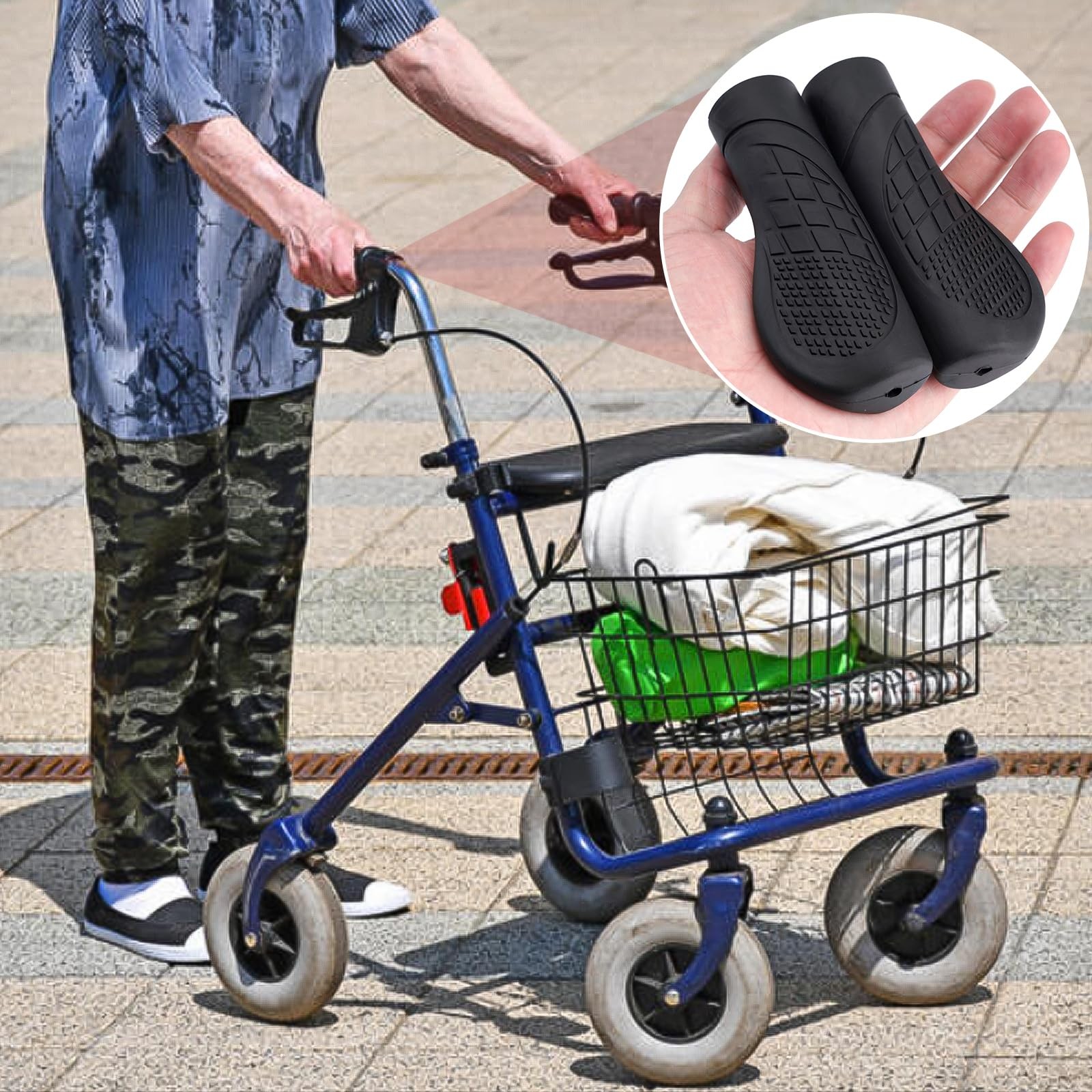 2Pcs Crutch Hand Grips Replacement for Rollator Walker Knee Walker