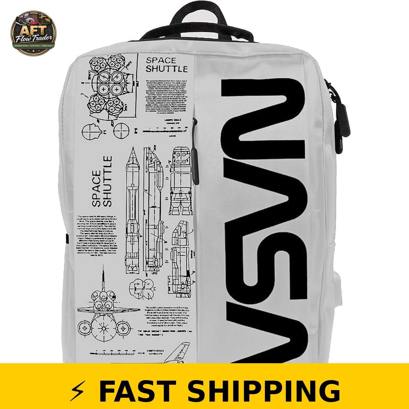 NASA Laptop Backpack - 15 Inch Waterproof Bag with USB Port
