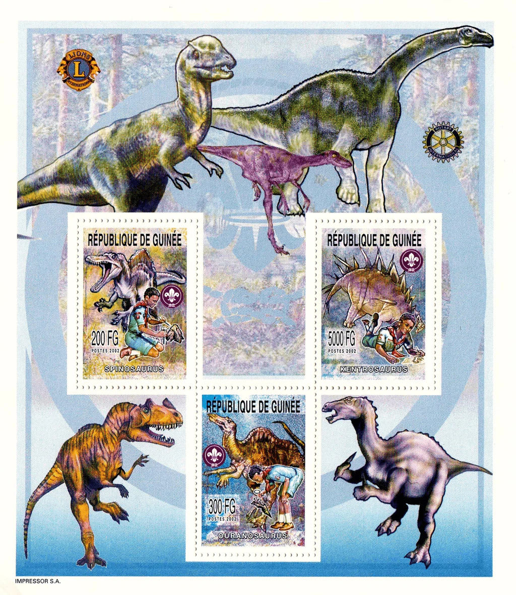 Guinea 2002 Perf Boy Scout & Prehistoric Animals Series Stamps N° 4005-4007
