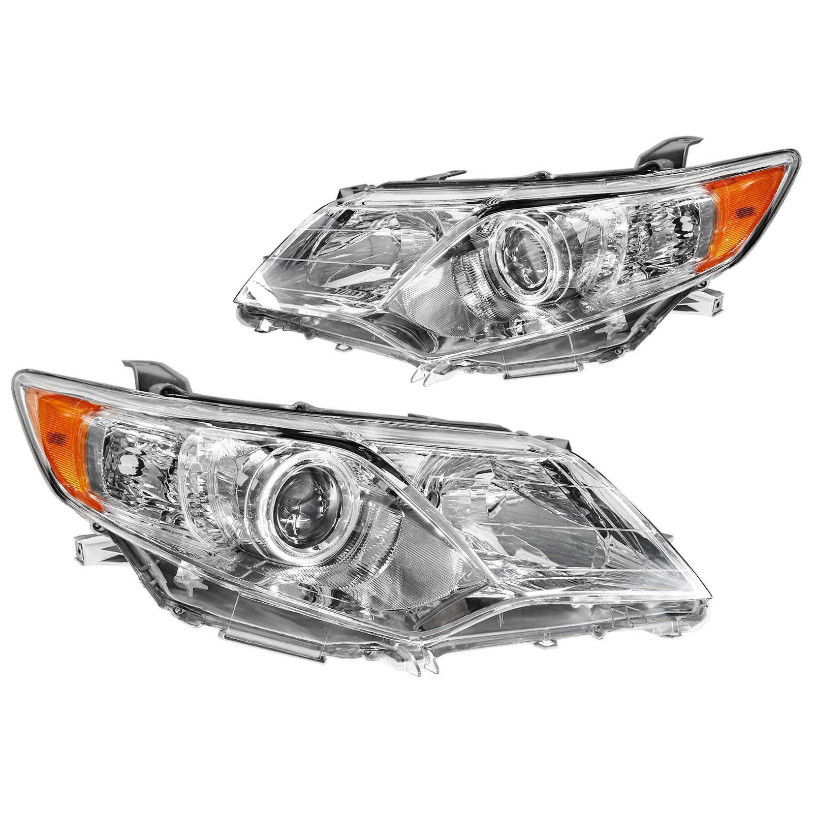 For 2012-2014 12 Toyota Camry Left+Right Headlights Assembly Projector Chrome