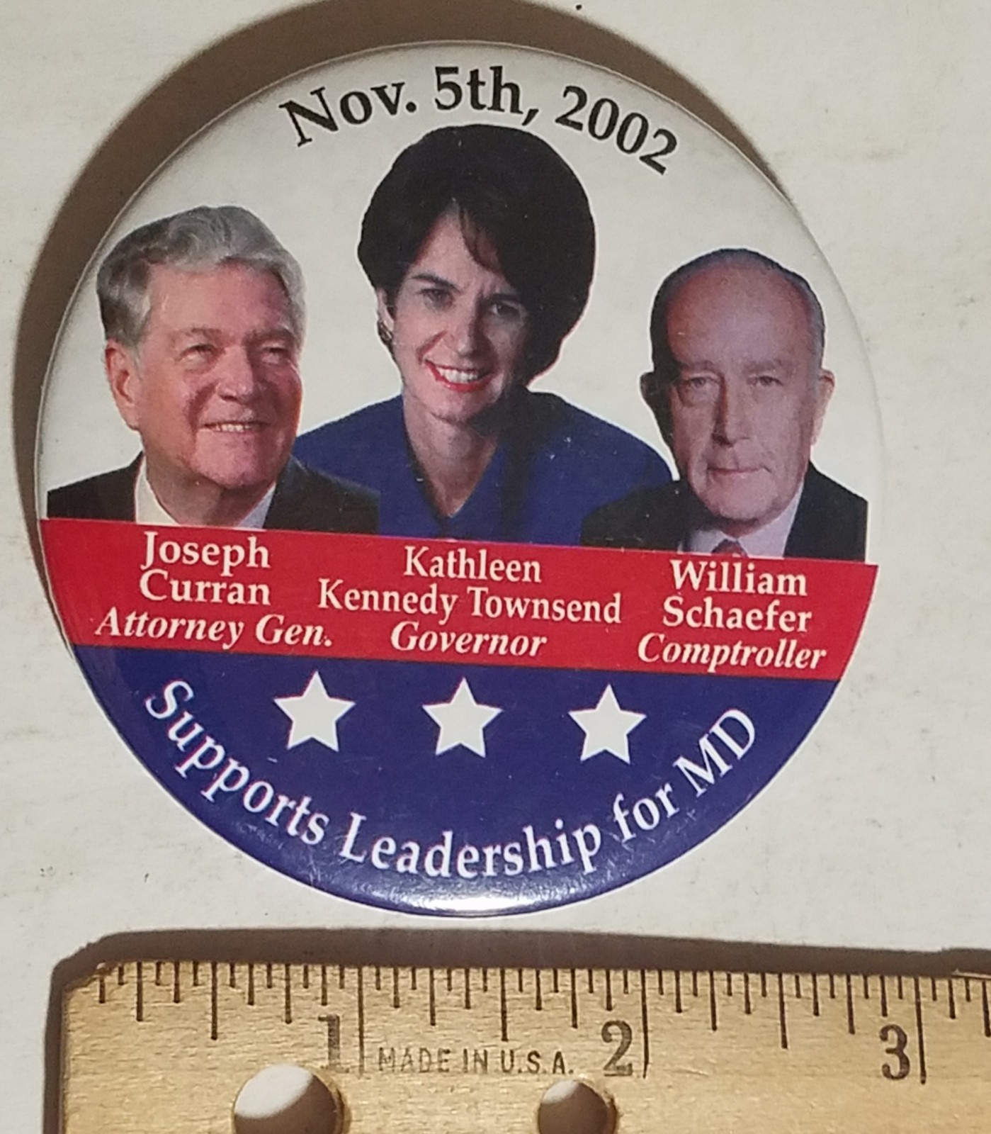 2002 Maryland Pinback Button, Curran, Townsend, Schaefer