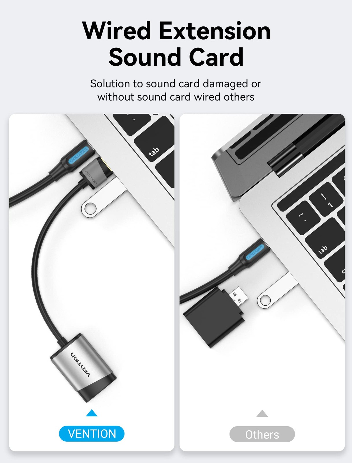 USB Audio Adapter - VENTION External Stereo Double Jack, Jack