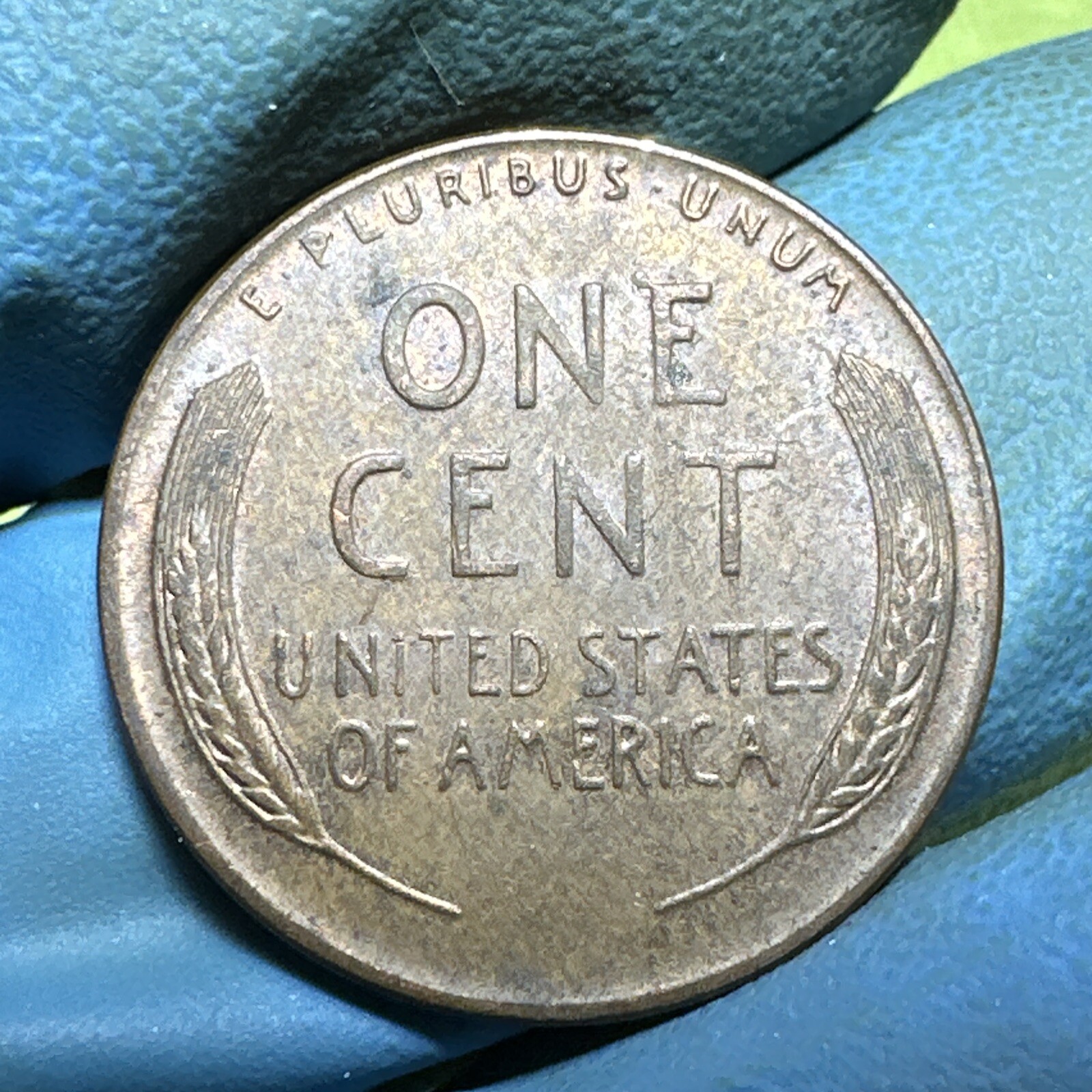 1957 D ERROR Wheat Penny / Die Chip Error Filled B