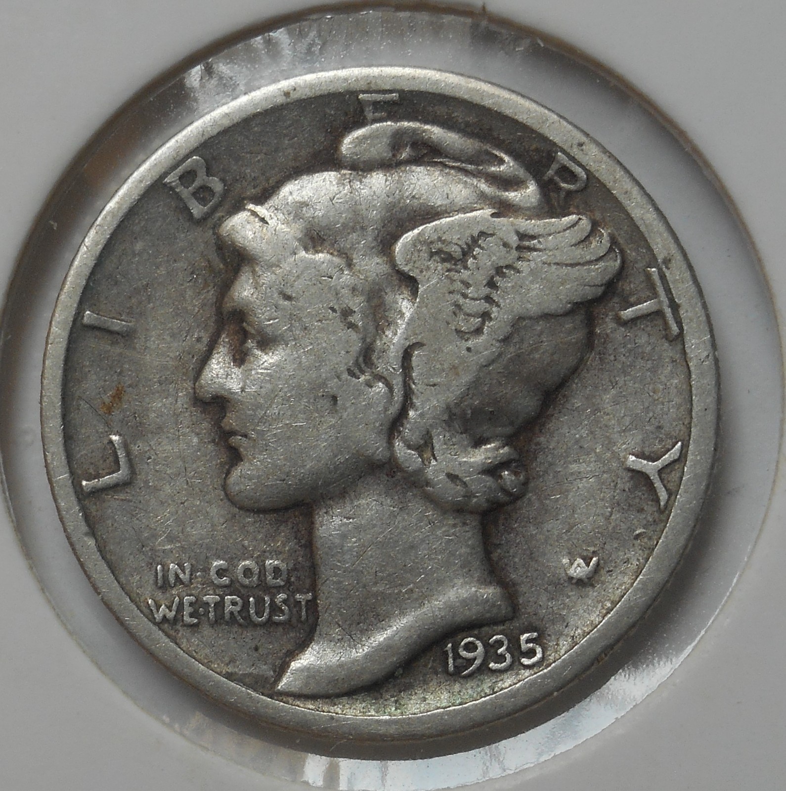 1935-s . Mercury Dime . Very Fine . Silver . VF