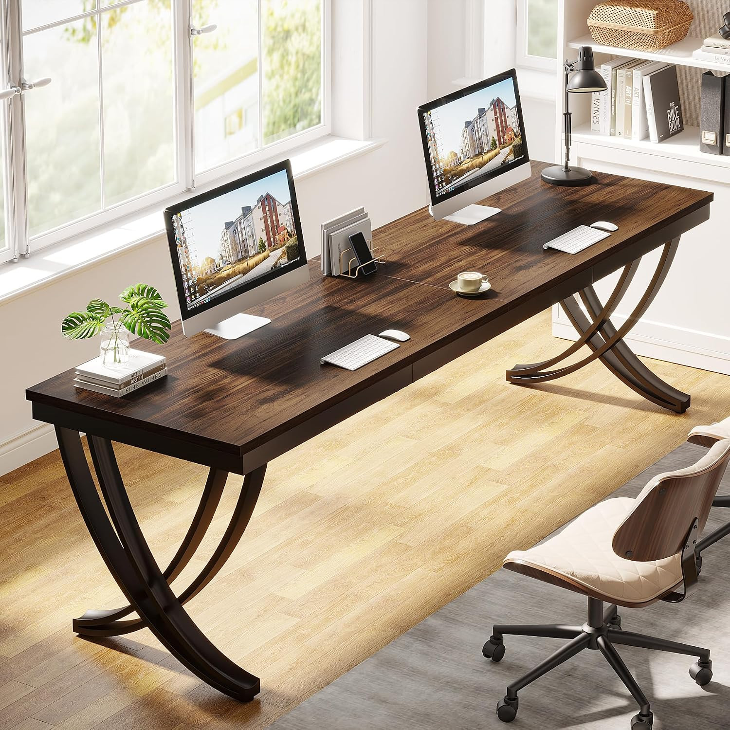 Tribesigns 2 Person Desk, 78 Inch Long Computer Desk, Two People Office Table wi