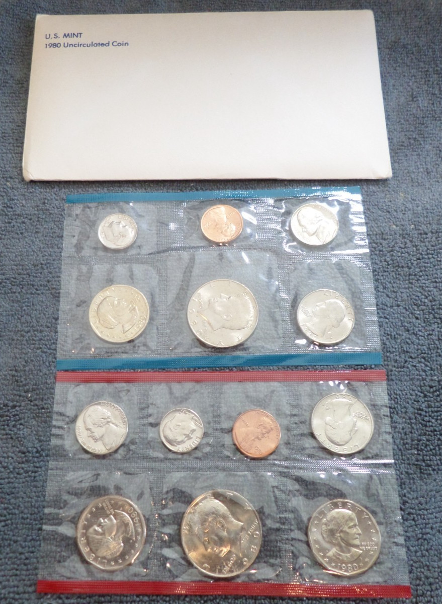 1980 United States Mint Uncirculated Set Total 13 Coins