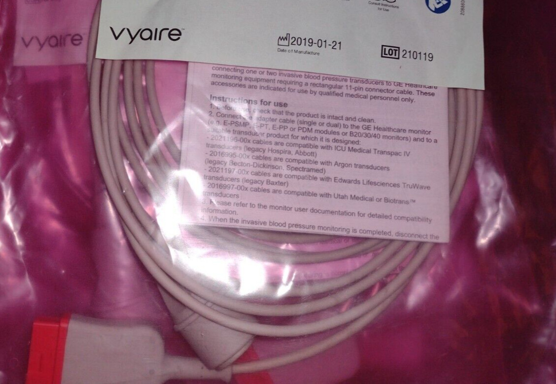 Vyaire Vital Signs Blood Pressure Cable, REF 2021197-001, 12ft - NEW