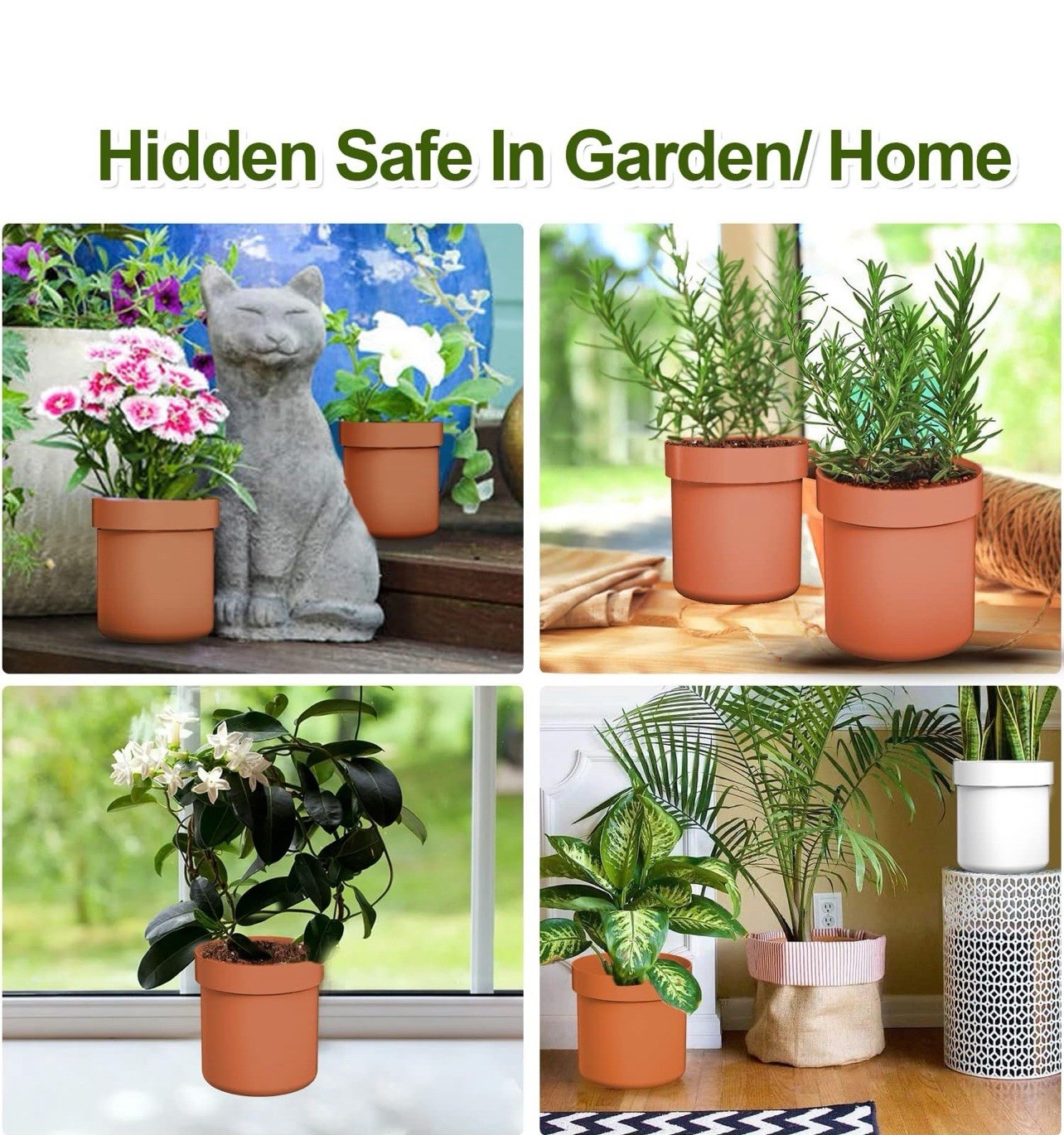 Flower Pot Hidden Safe, Secret Safe Compartment Lock Box-Brown