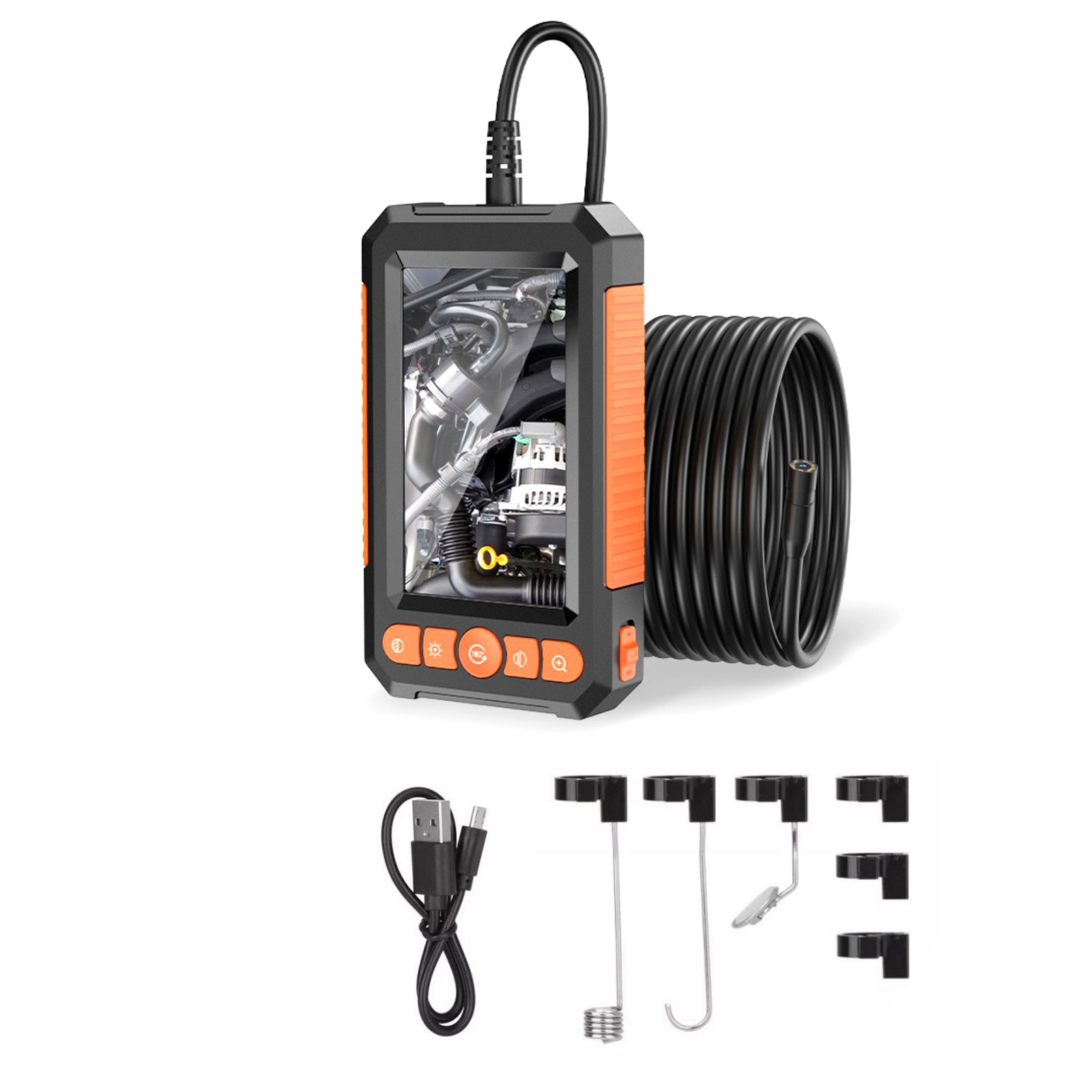 5M/16.4Ft Industrial Endoscope-1080P HD 4.3in Screen Borescope Camera LED New
