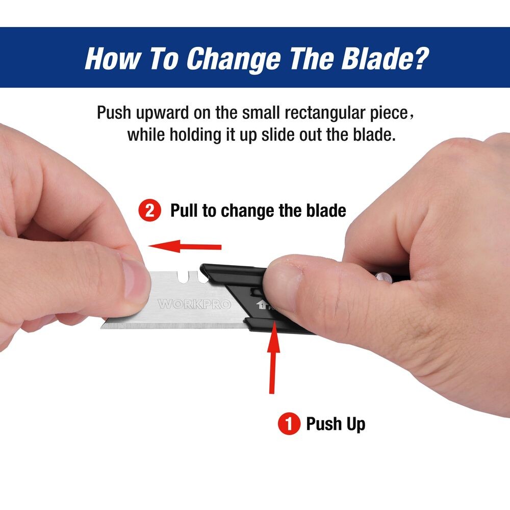 WORKPRO Folding Utility Knife Fast Open Box Cutter Quick Change Blade Mini Knife