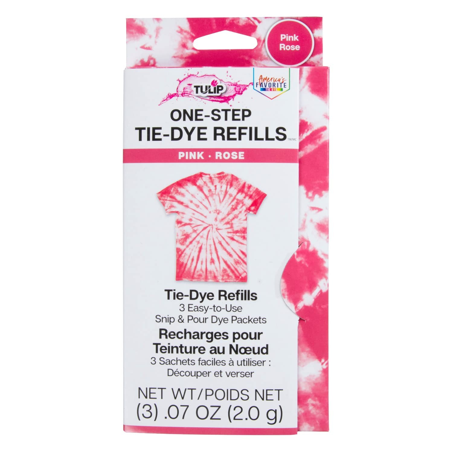 Tulip One Step Dye Refills Pink Dye 3 Packets 4 Oz Easy Fabric Dyeing