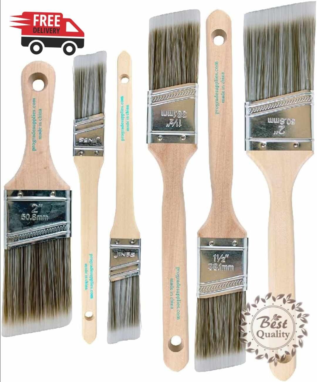 6-Pack Angle Brushes in Assorted Sizes for All Latex and Oil Paints & Stains