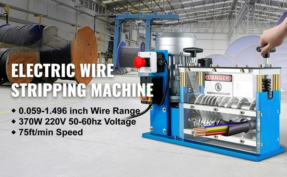 Electric Wire Stripping Machine Cable Stripper 1.5-38mm 11 Channels W/Blade