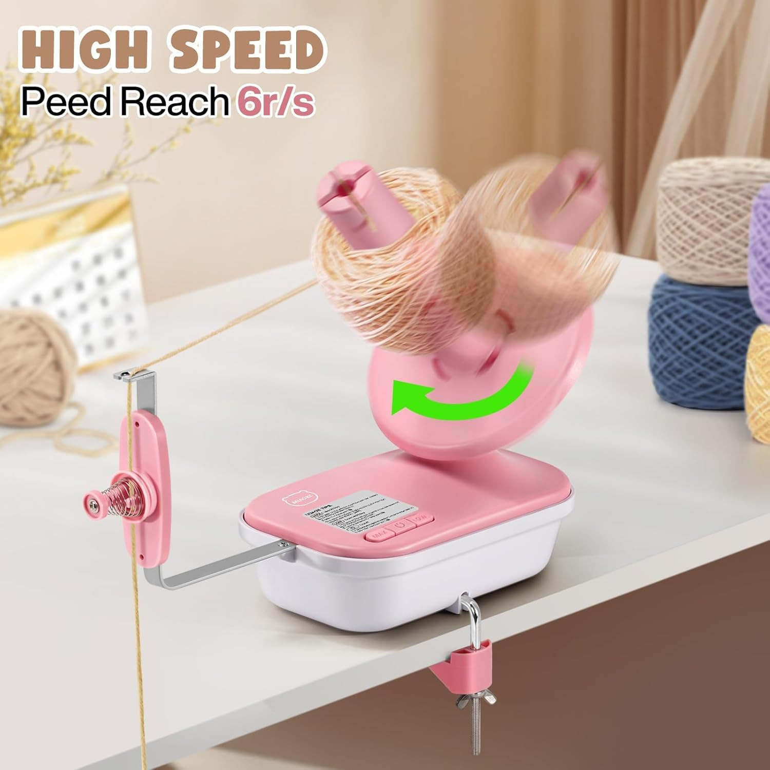 Electric Yarn Winder, High-Speed with Three Adjustable Settings, 4-10 Ounce Larg