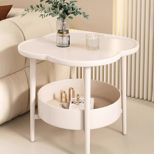 Sofa Side Table Snack Table End Table With Storage Basket For Bedroom