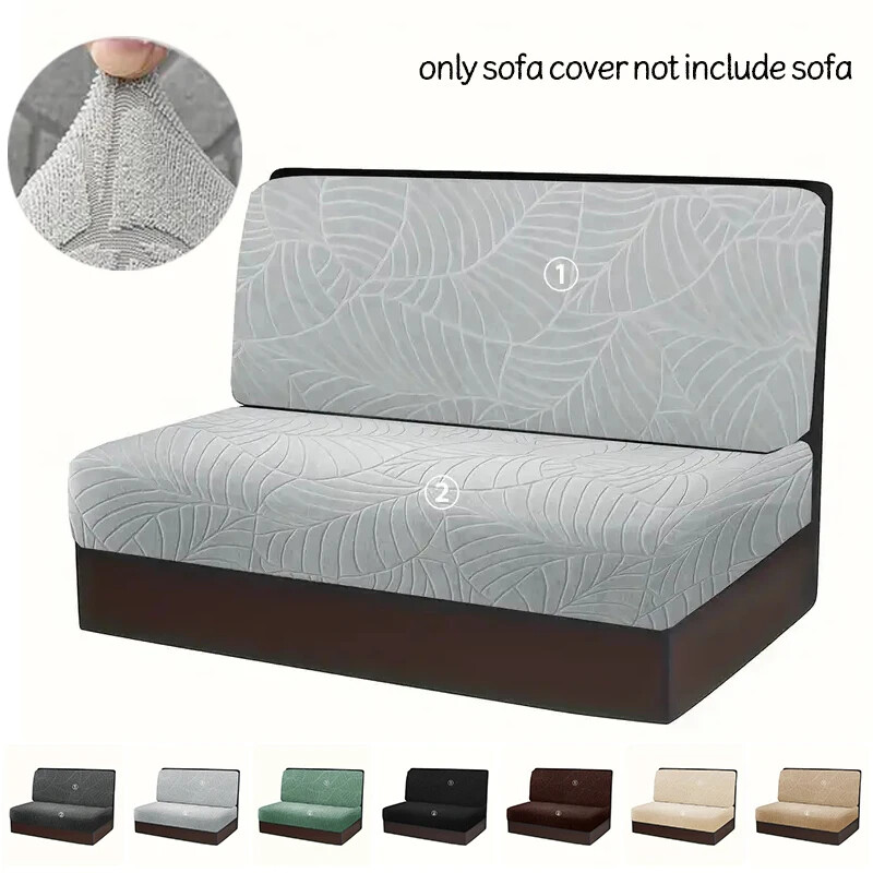 2Pcs/set Leaves Jacquard RV Dinette Cushion Covers Elastic Camper Sofa Slipcover