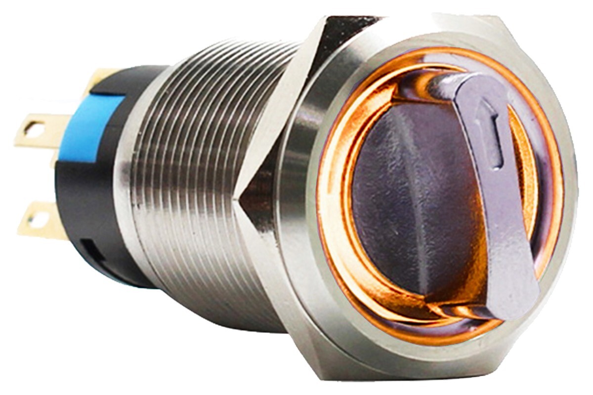 3/4" 3-Way Rotary Stainless Steel Selector Switch Orange Angel Eye 19mm 12V SPST