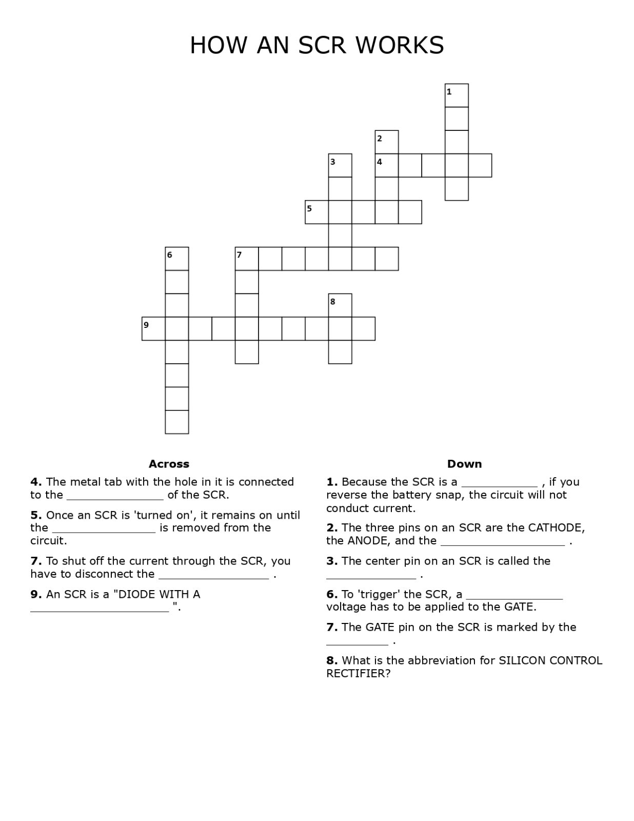 5th Grade- Lesson Plan #Exp07 "HOW AN SCR WORKS" Science-Electronics