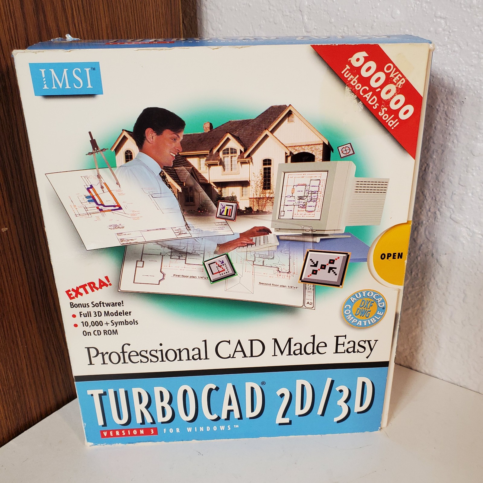 TurboCAD 2D/3D Version 3 for Windows FAT BOX – Manuals, Disks, CDs Vintage IMSI