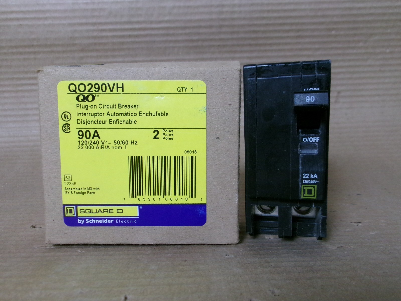 NEW Square D QO QO290VH 2 Pole 90 Amp 240V 22kA Circuit Breaker NOB