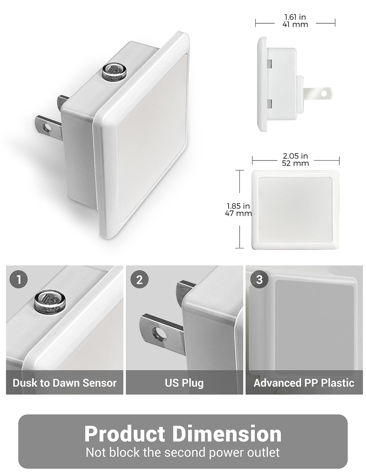 Night Lights Plug Into Wall Led Night Light With Light Sensors2 Pack 5000k Bri