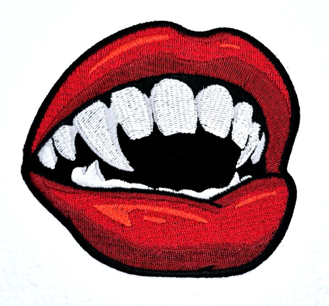 Vampire lips Iron-On Embroidered Patch 3 1/2" / 4"