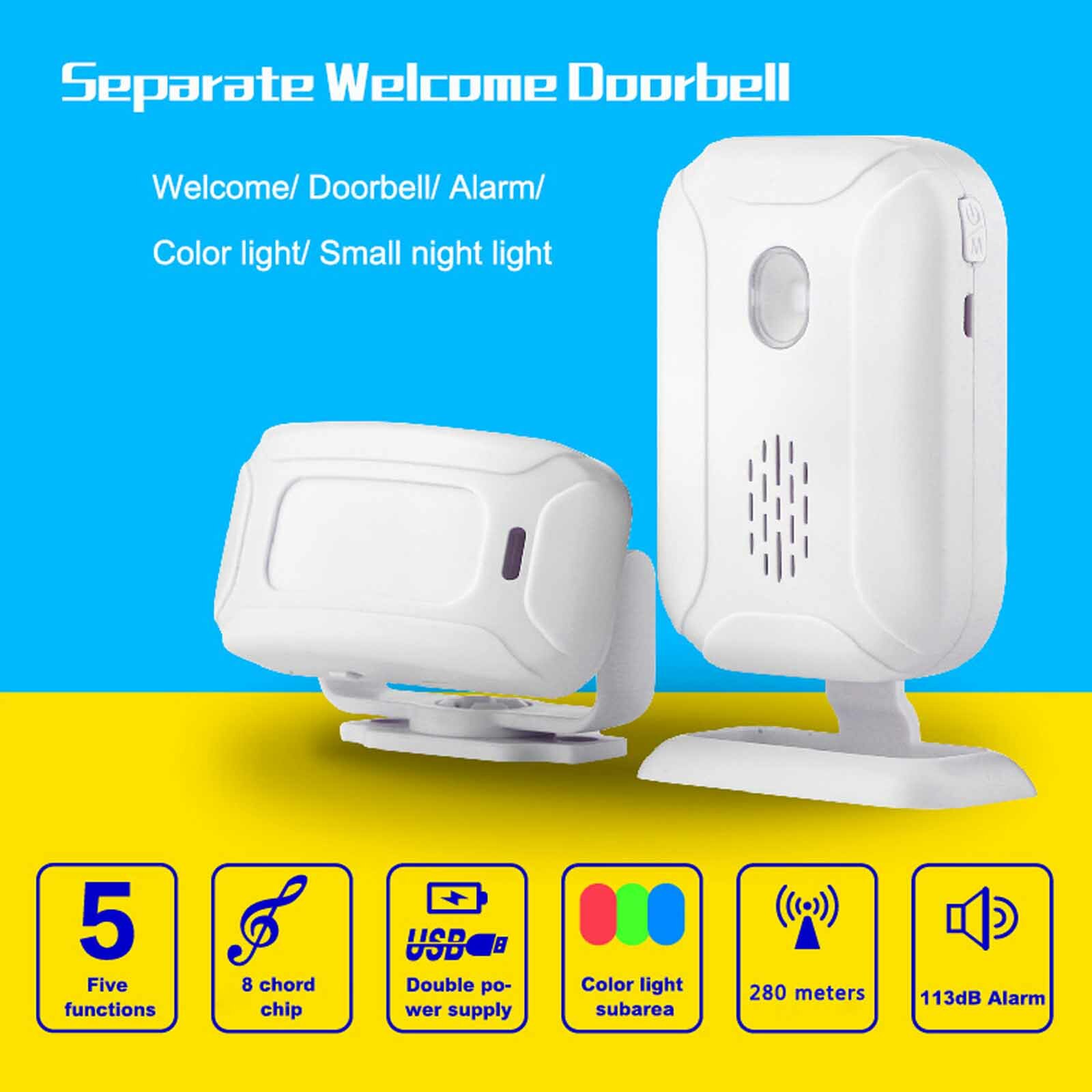 PIR Motion Sensor Alarm Workplace Back Passerby Detector Mute Flashing Reminder