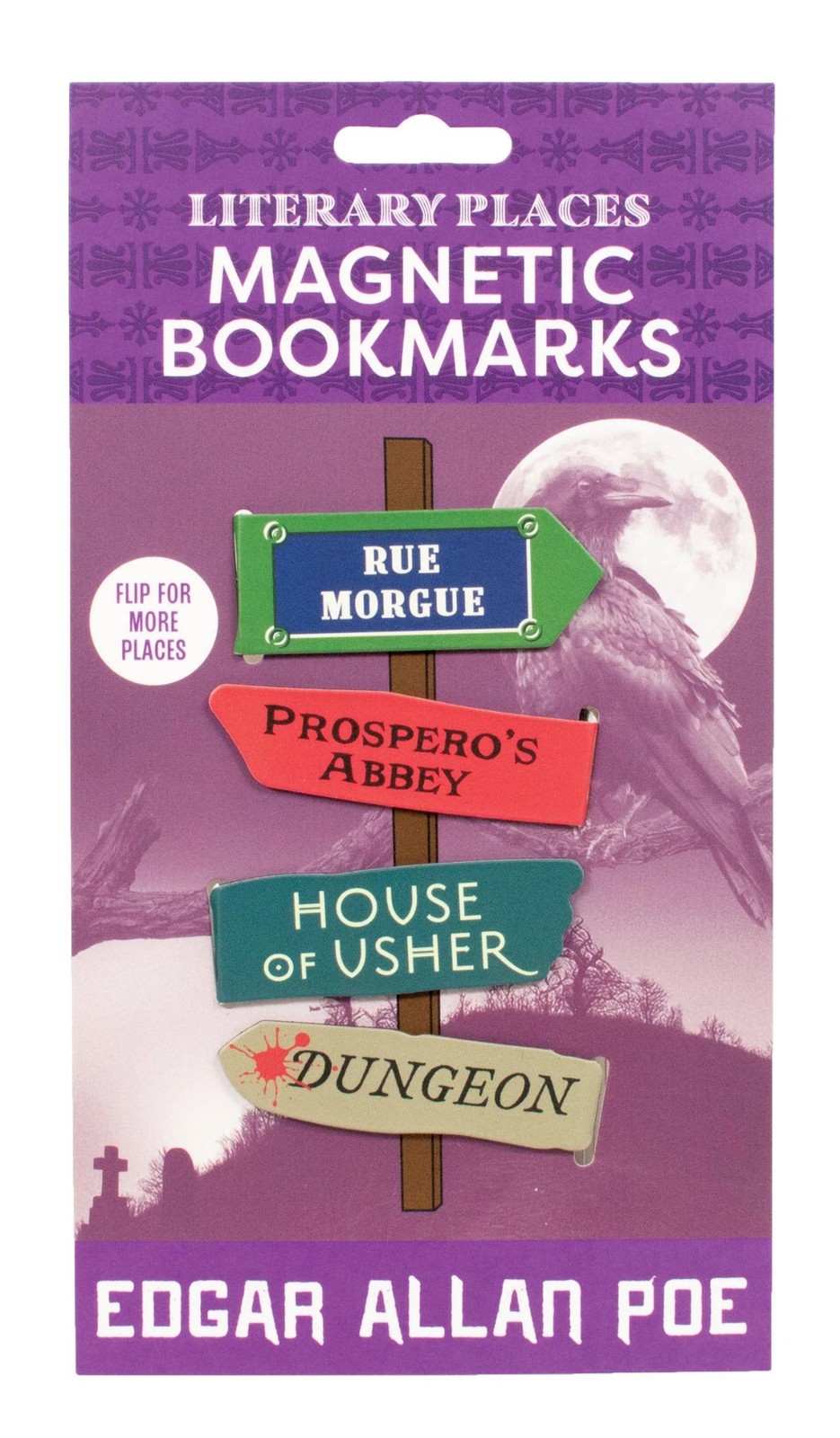 Edgar Allan Poe Literary Places Set of 4 Different Magnetic Bookmarks NEW SEALED
