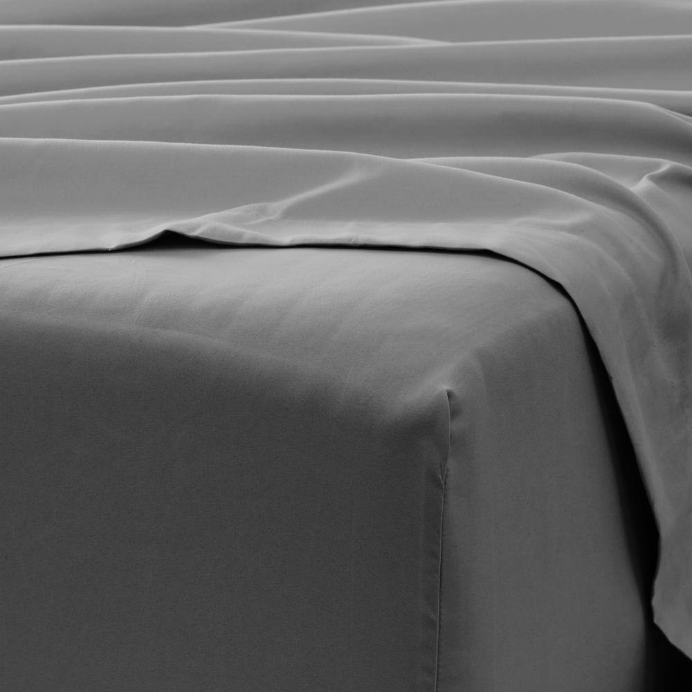 6-Piece Gray Solid Microfiber Full Sheet Set