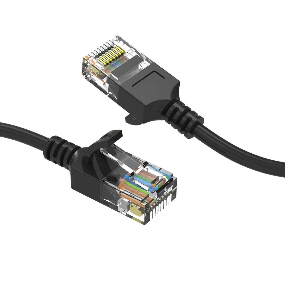 7Ft CAT6A UTP Slim Ethernet Network Booted Cable 28AWG Black