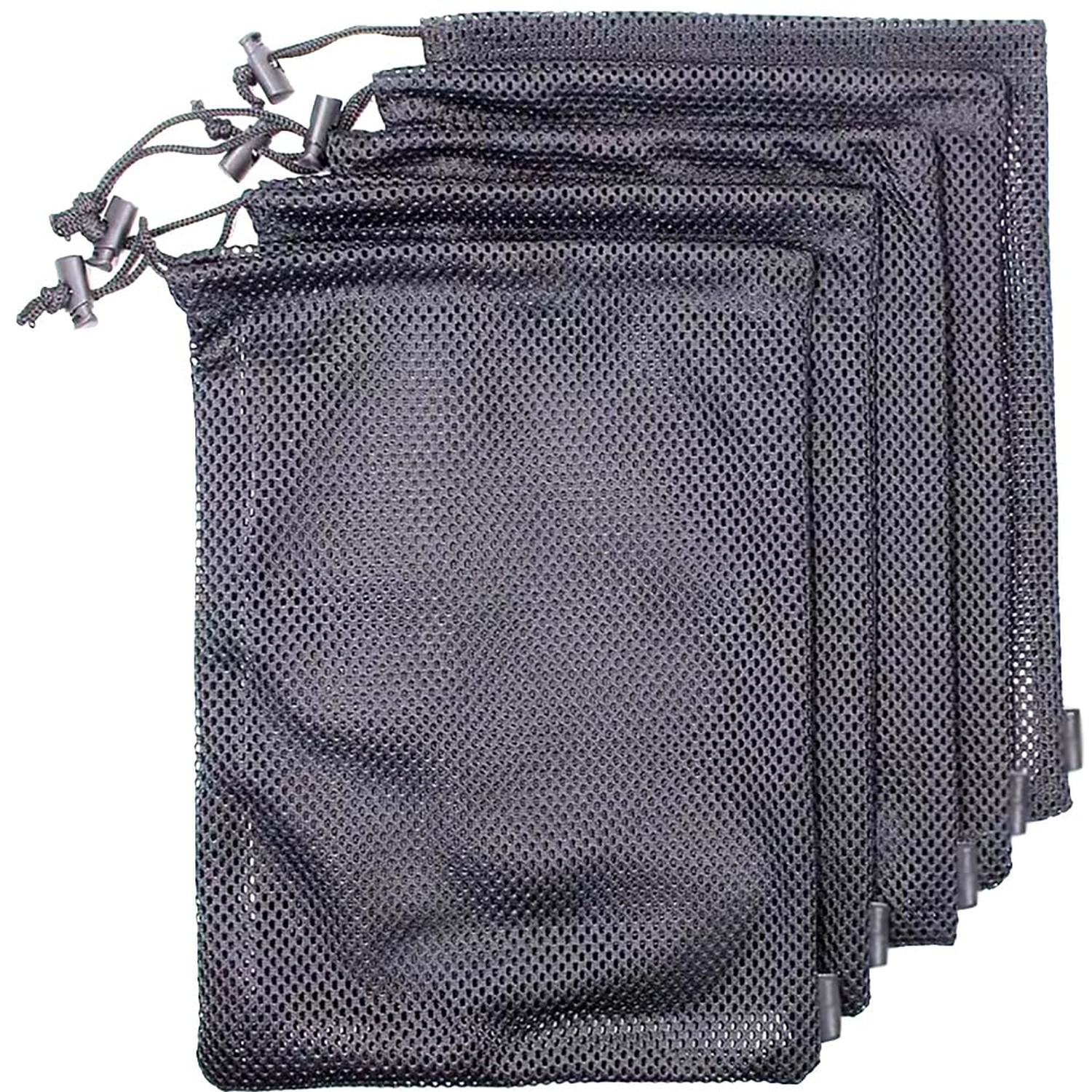 5 Pcs Black Mesh Bags Nylon Drawstring Bags Small Travel Stuff Sacks Mesh Sto...