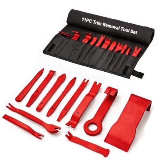 11PCS Auto Trim Removal Tool Kit, Reinforced POM Pry Tools for Door Panel, Red