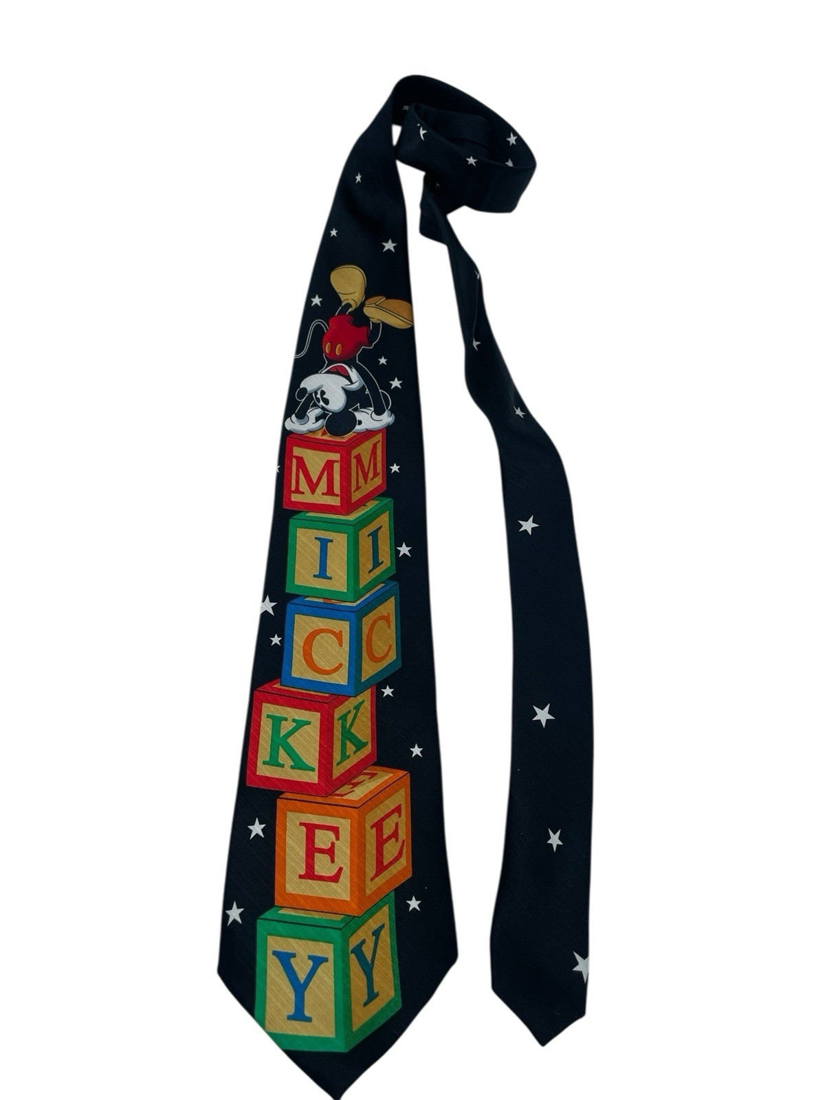 Disney Mickey Mouse Tie Silk Tie 58" Black (TE3) EUC
