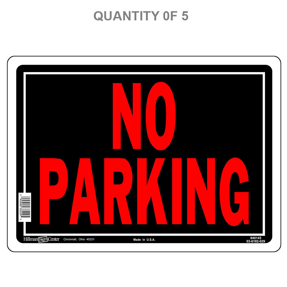Hillman Black & Red Aluminum No Parking Sign, 10 x 14 in. 5-Pack
