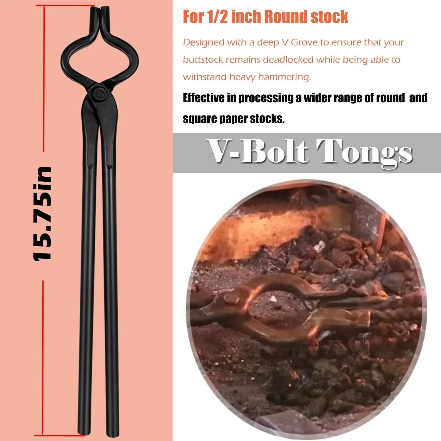 Blacksmith Tongs Tool For Knife Making, Anvil, Forge Kit Flat Tong