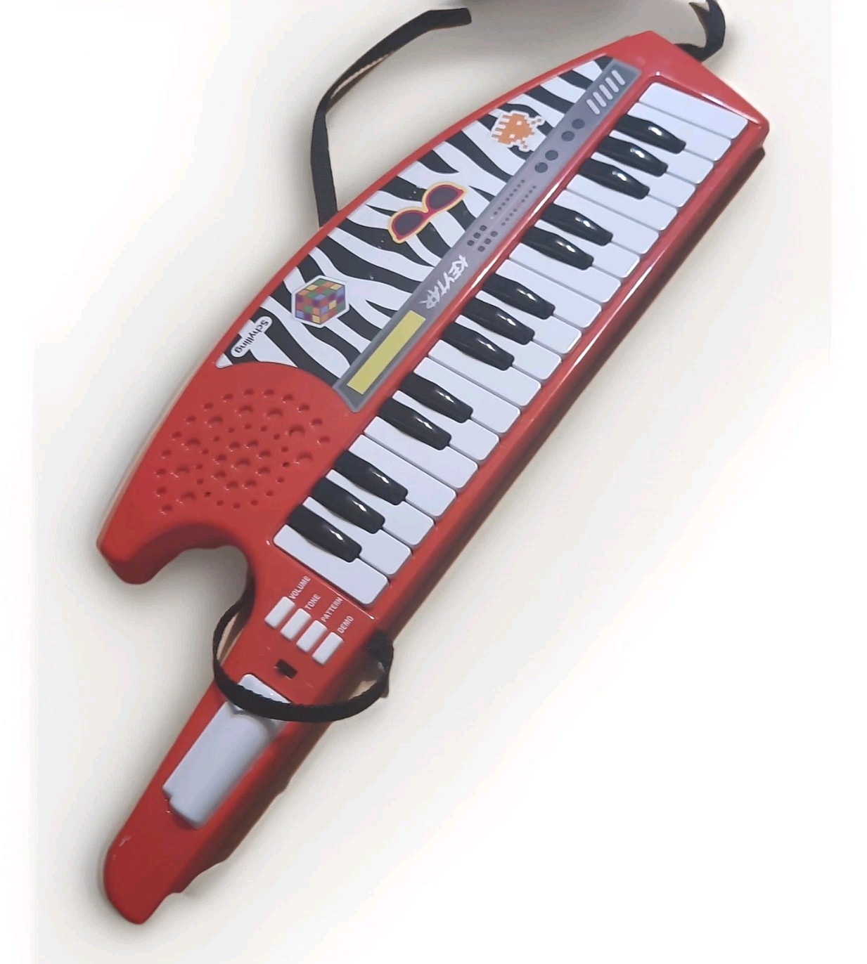 Schylling Power Star Keytar Red Zebra Retro Kids Electronic Keyboard Toy RARE!!